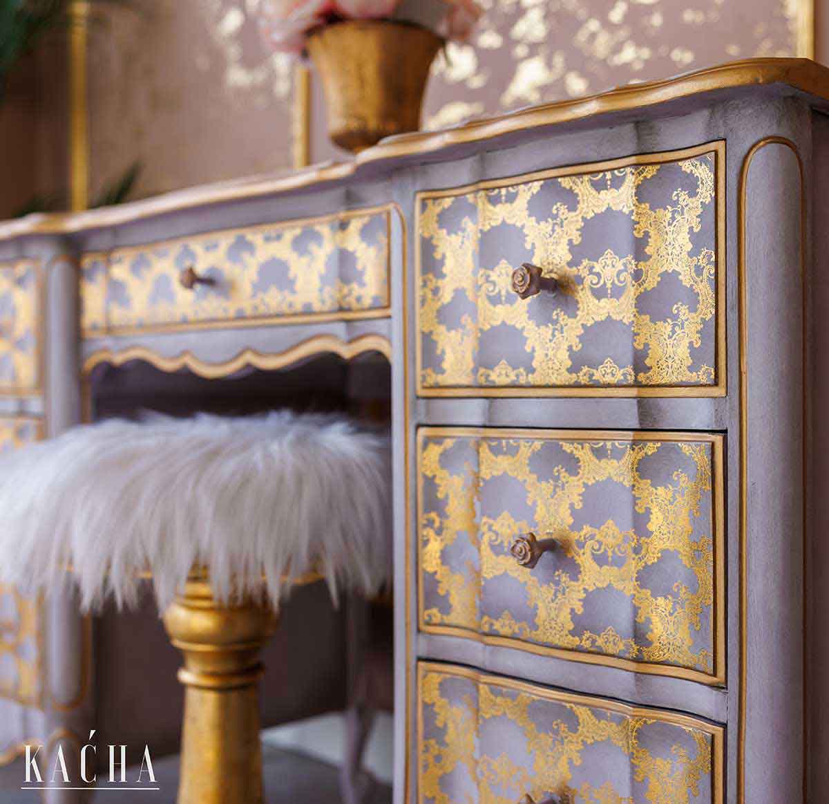 Redesign Kacha FOIL Transfer-Golden Lacework Middy size.