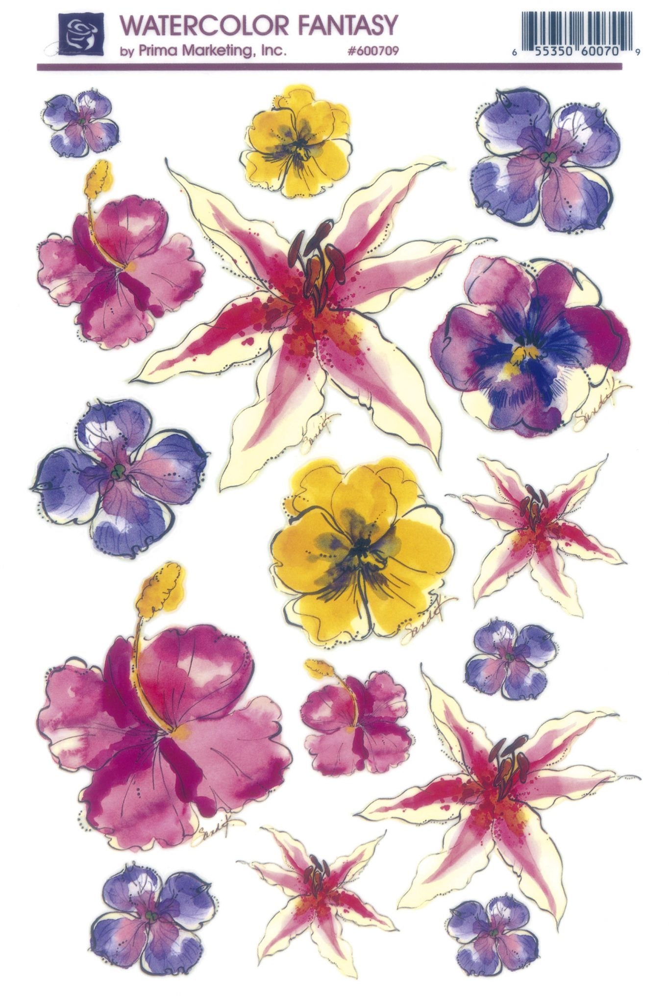 SALE:Redesign Decor transfer-Watercolour Hibiscus/Pansy  Fantasy NEW