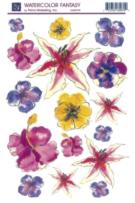 SALE:Redesign Decor transfer-Watercolour Hibiscus/Pansy  Fantasy NEW