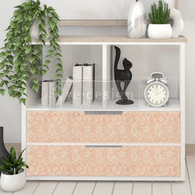 Redesign Decoupage Tissue -Peach Damask 2 Pack