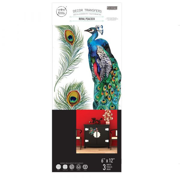 Redesign Decor transfer-Royal Peacock-Small 3 sheets