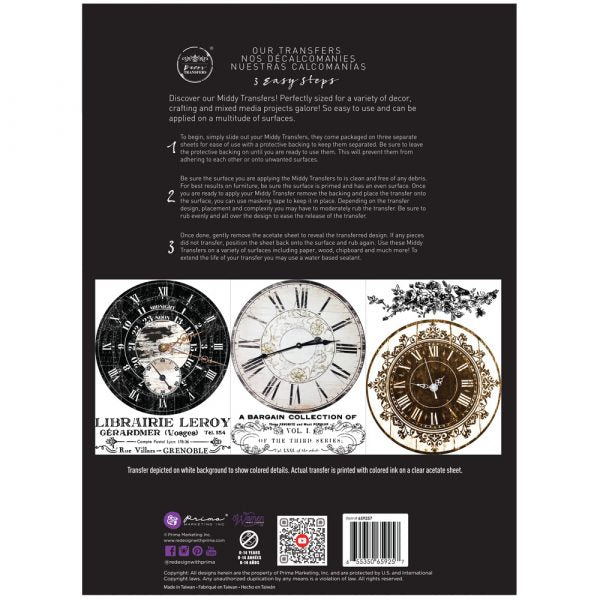 Redesign Decor transfer-Vintage Clocks-NEW MIDDY SIZE