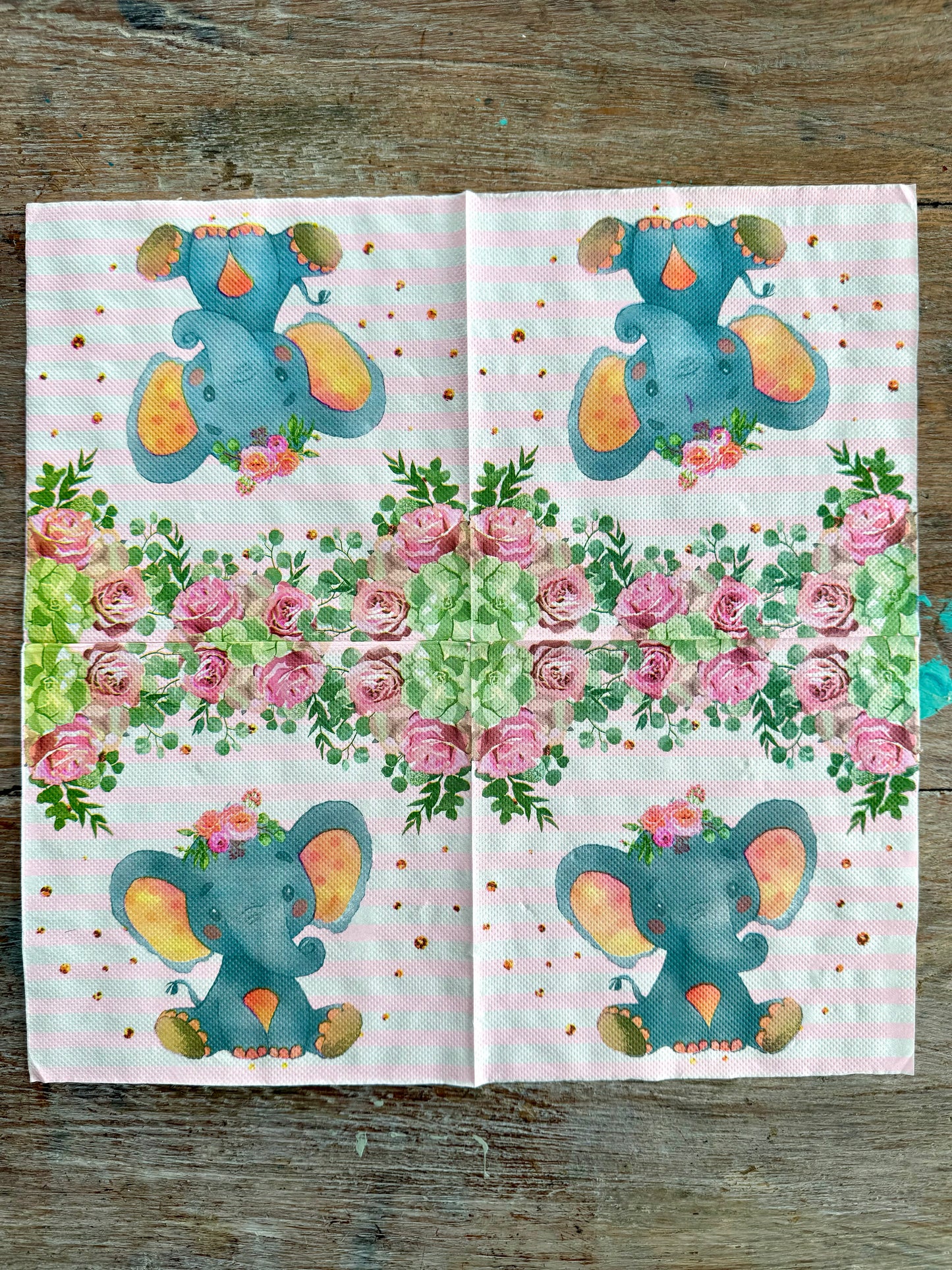 Napkin-Floral baby Elephant