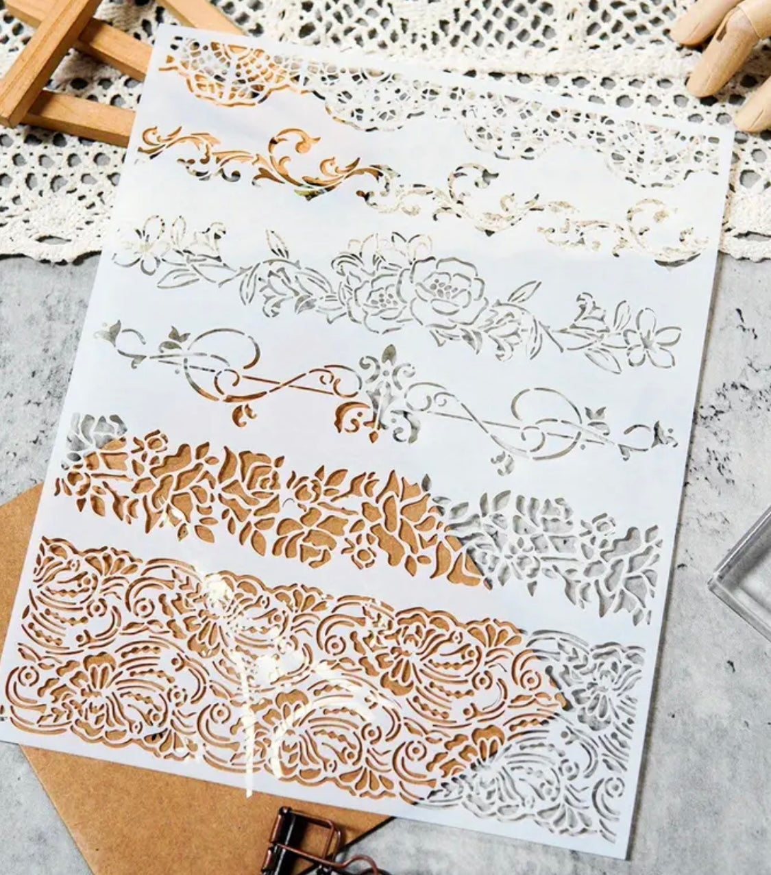 Stencil French Lace borders/ Scrolls
