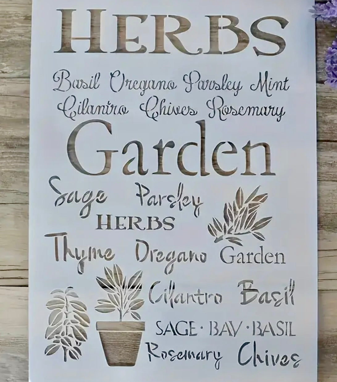 Stencil Herb Garden A4