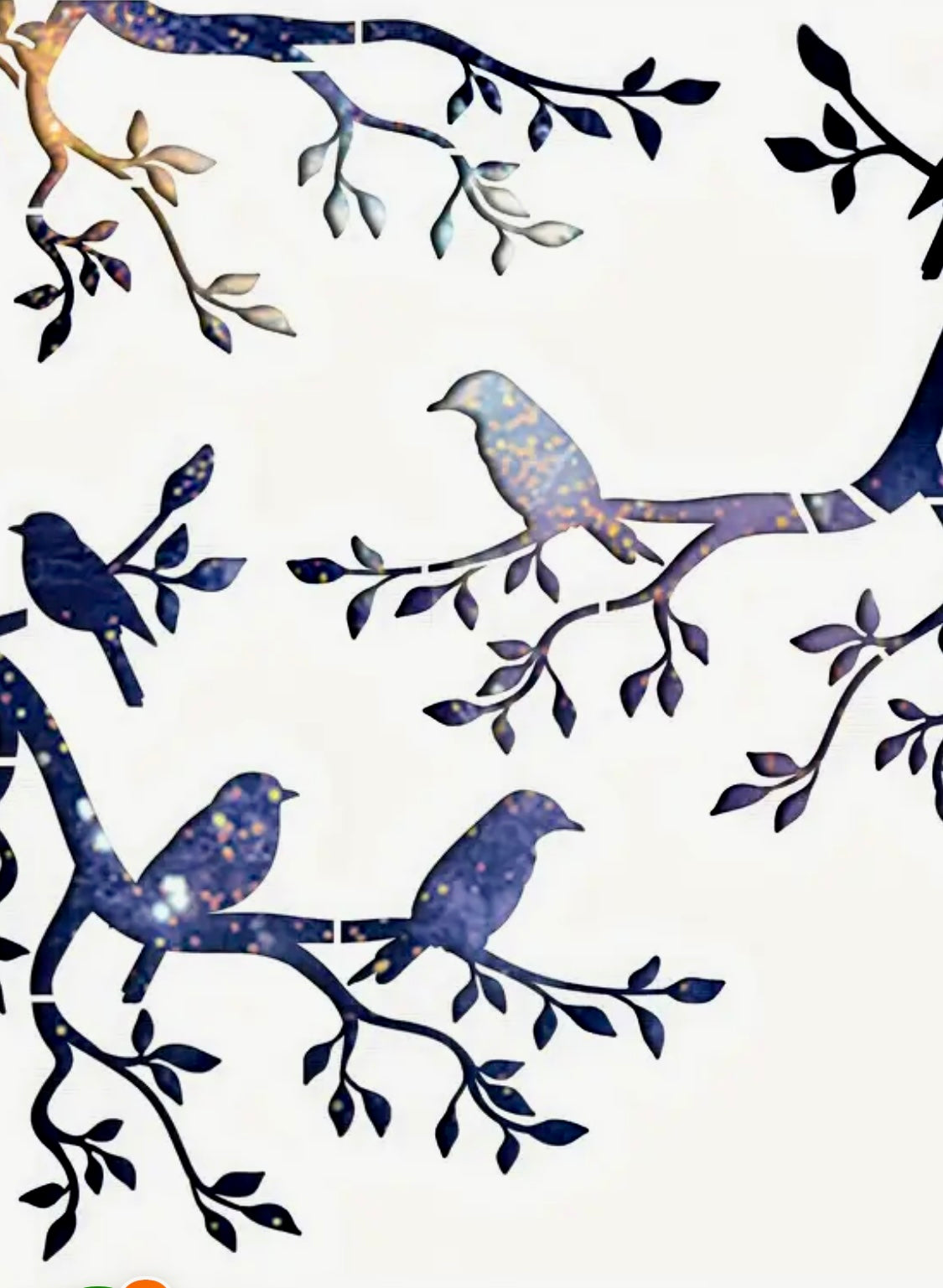 Stencil-Birds in Tree-Large