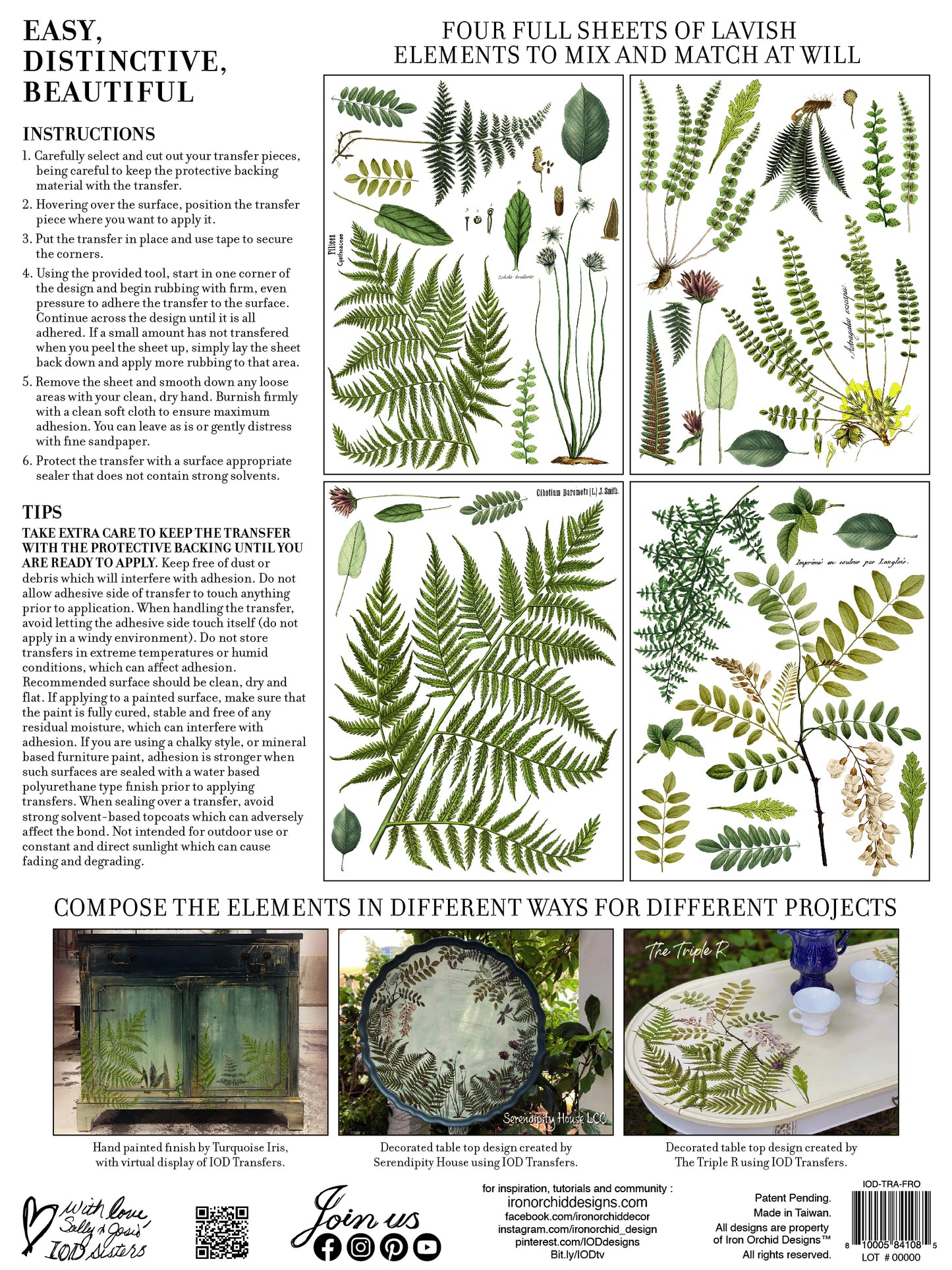 Fronds Botanical Transfer-Iron Orchid Designs
