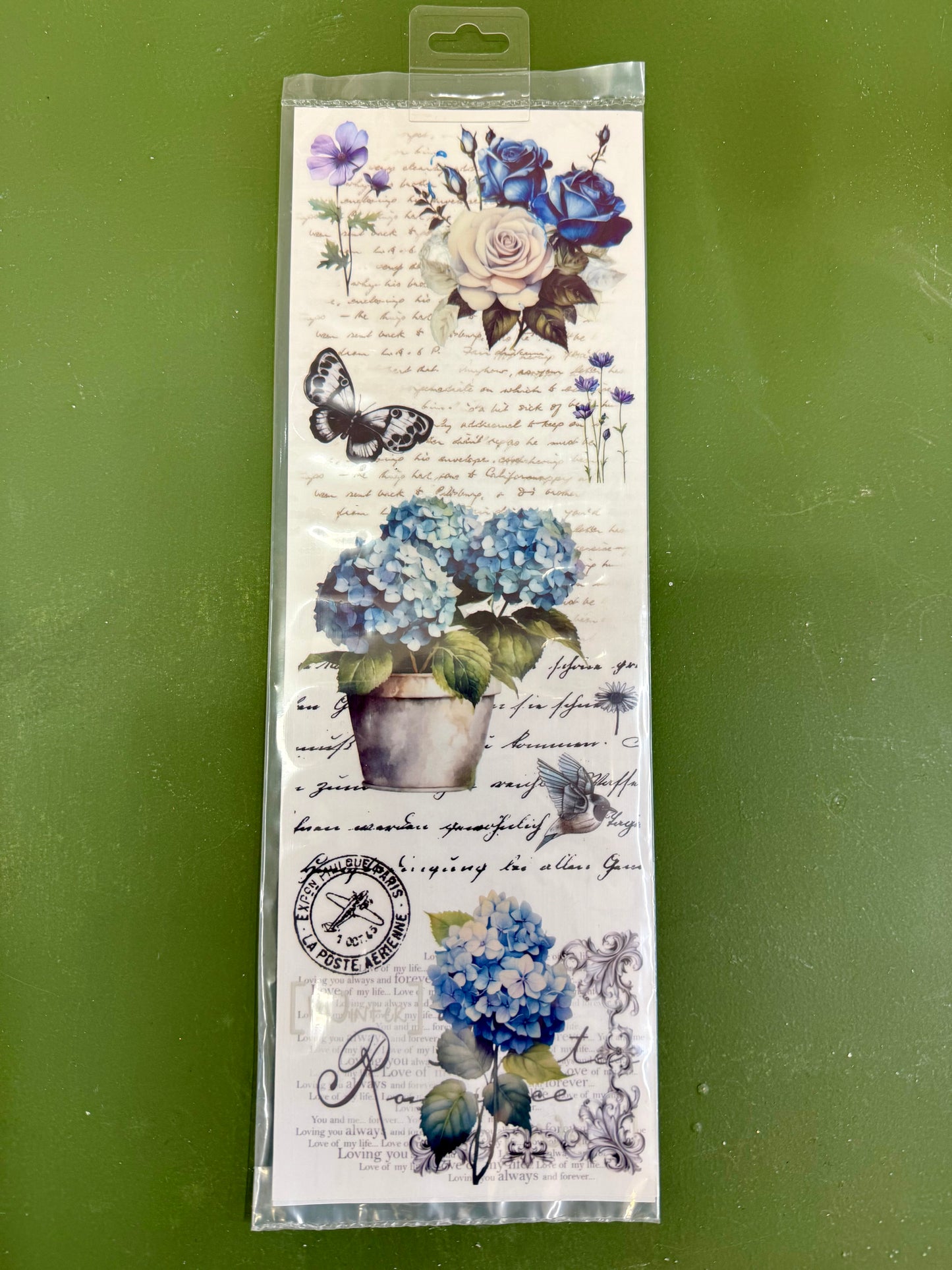 Transfer-2 pack Florals&Scripts-Blues