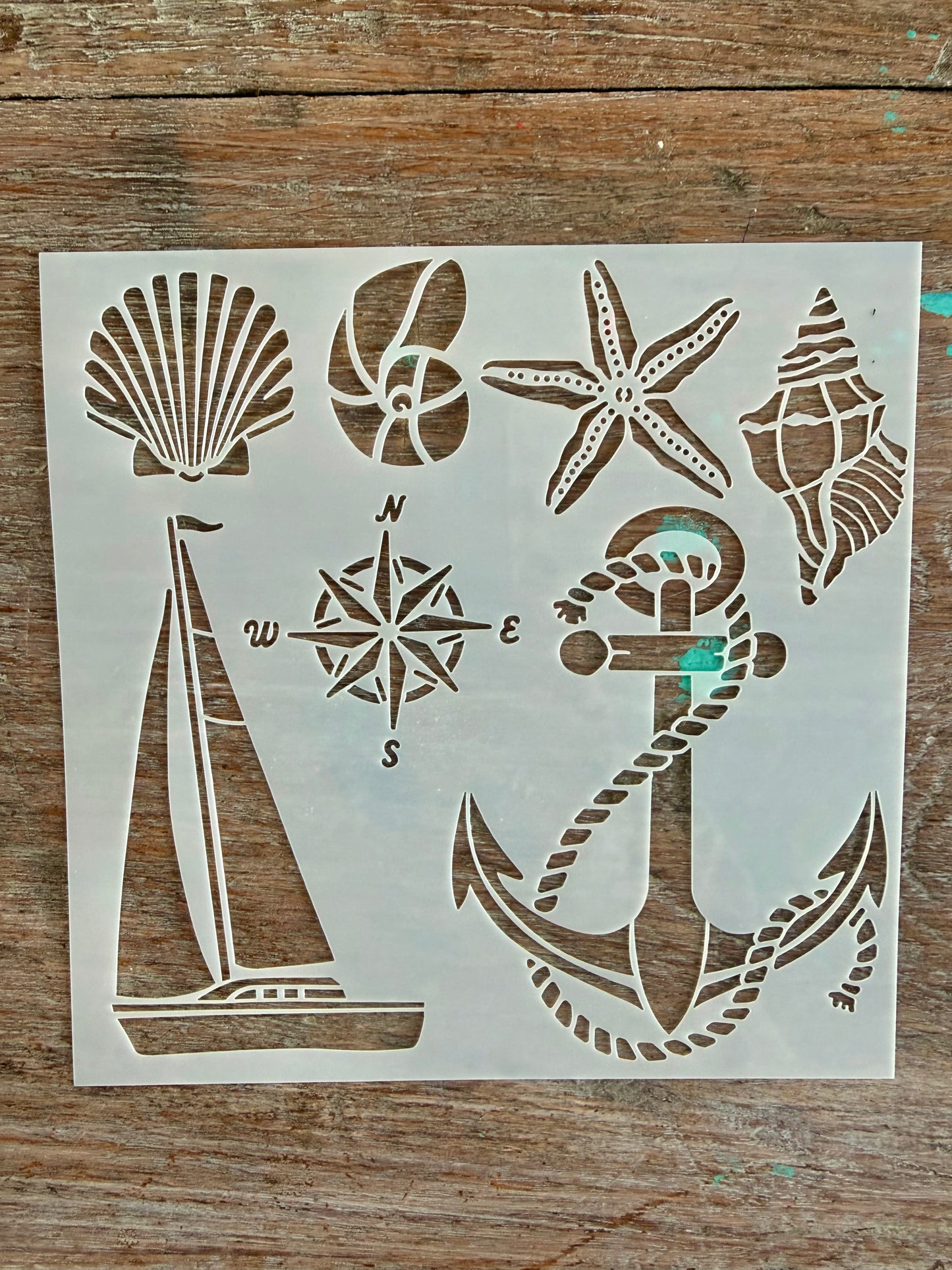 Stencil - Shells, Anchor, Compass, Yacht