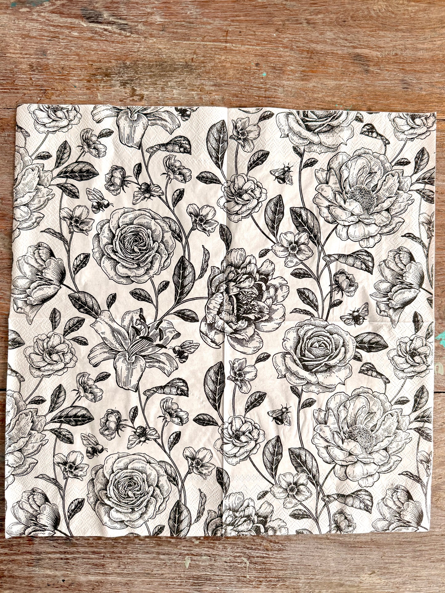 Napkin Tissue- Black & White Floral