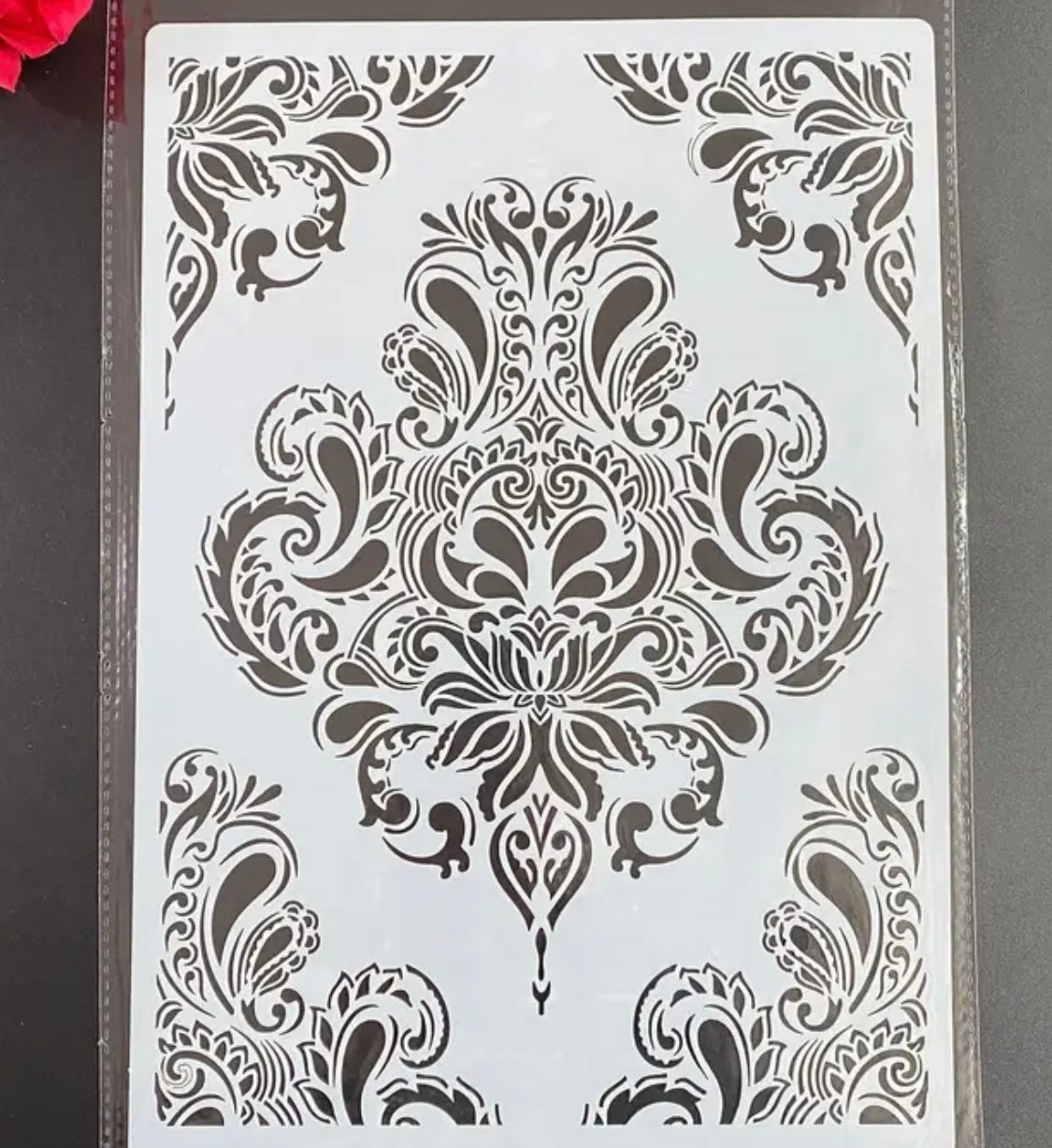 Stencil-Paisley Flourish & Corners A4