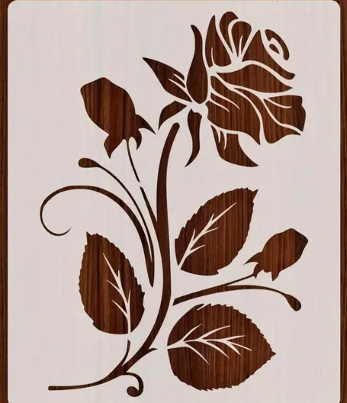 Stencil-Rose & bud A4