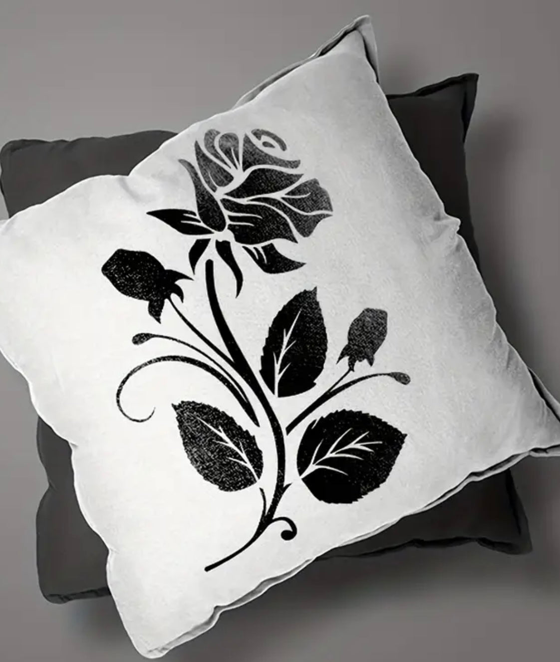 Stencil-Rose & bud A4