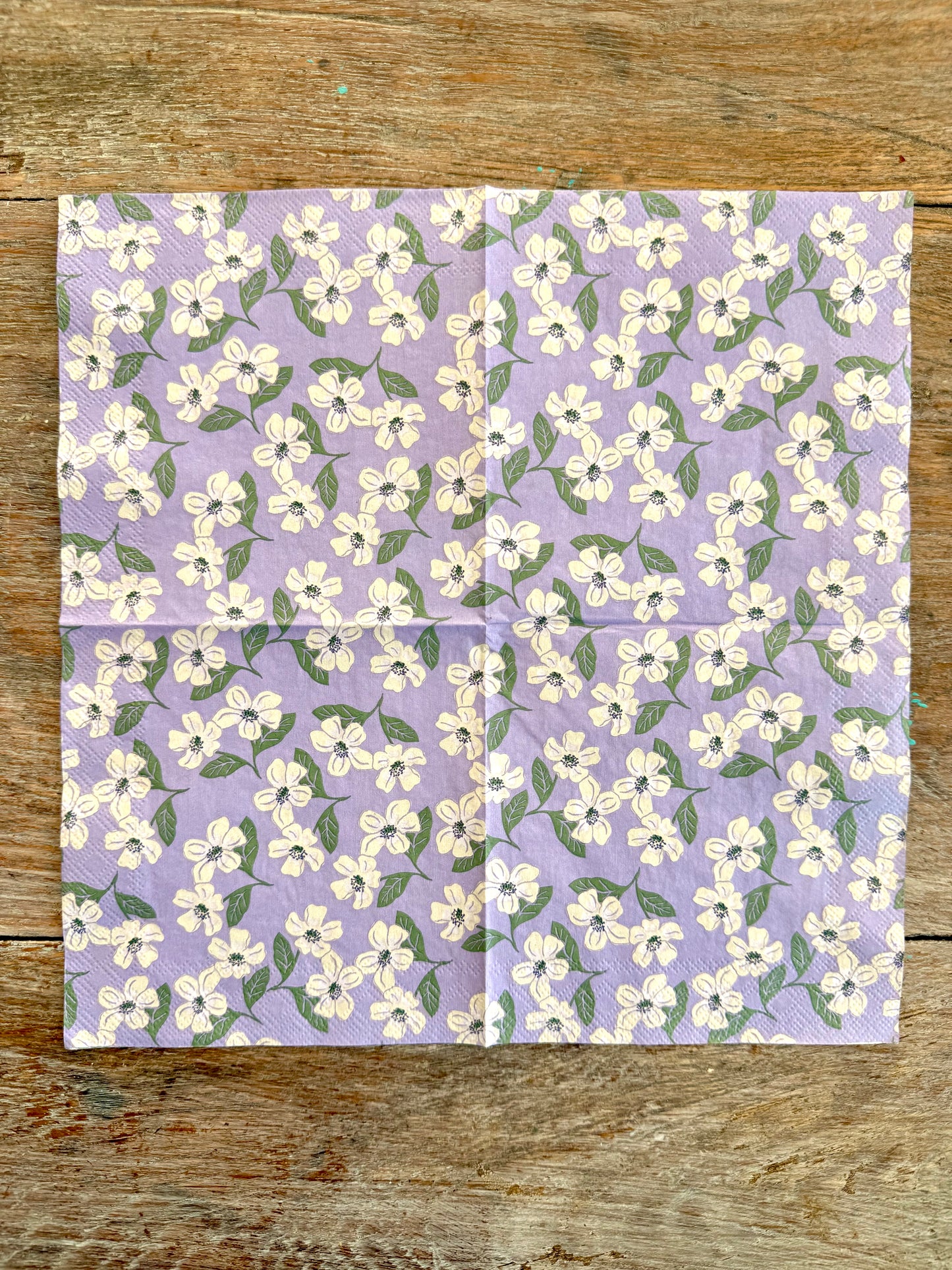 Napkin-White on Lilac Floral-French Collection
