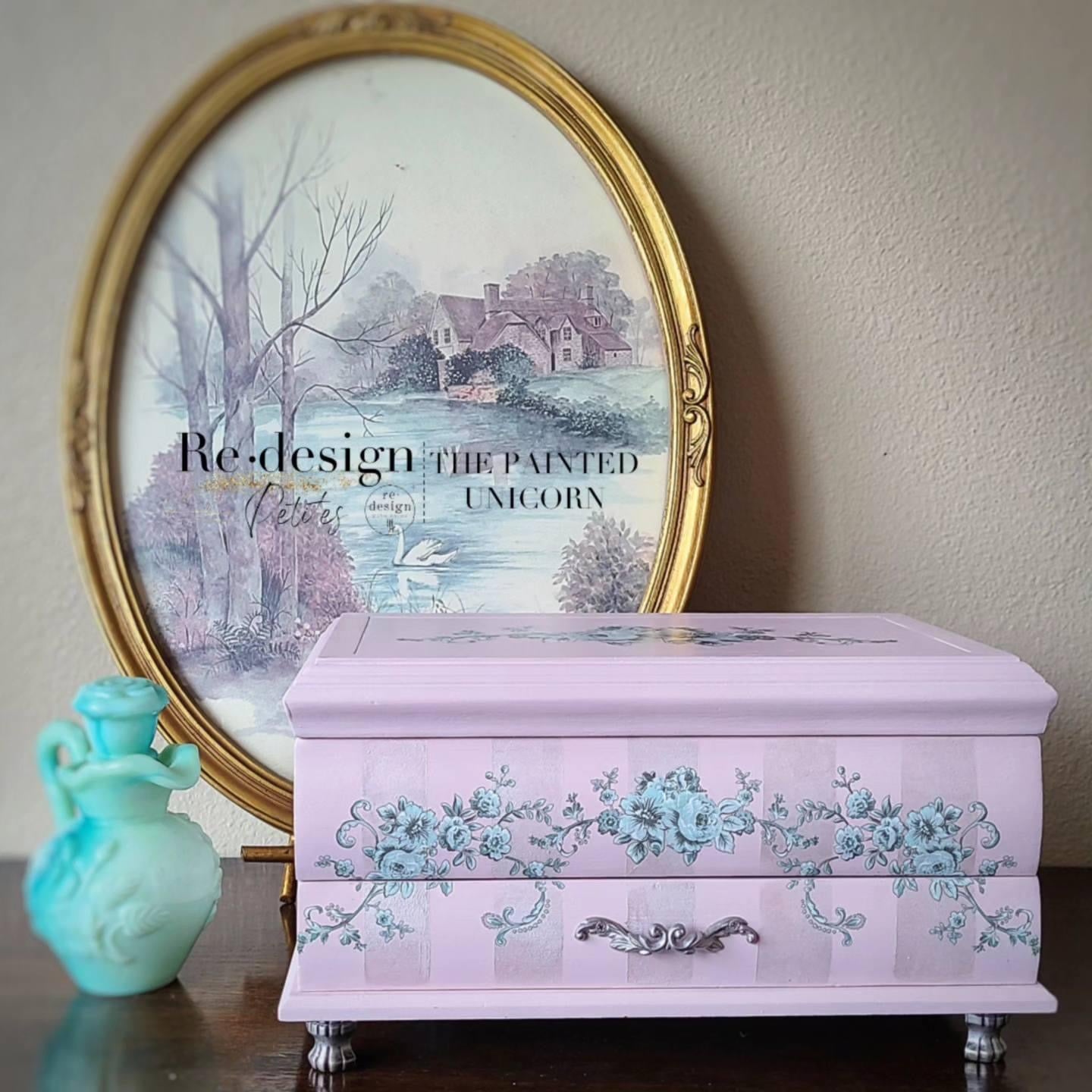 Redesign Decor transfer-Minty Roses-NEW MAXI SIZE