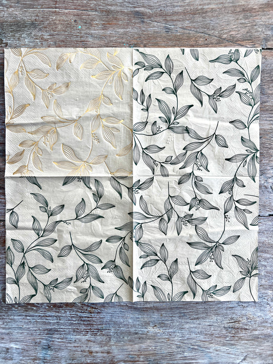 Napkin Tissue-Gold & Black Vine