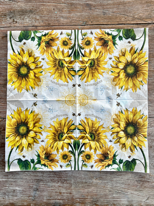 Napkin-Sunflowers & bees
