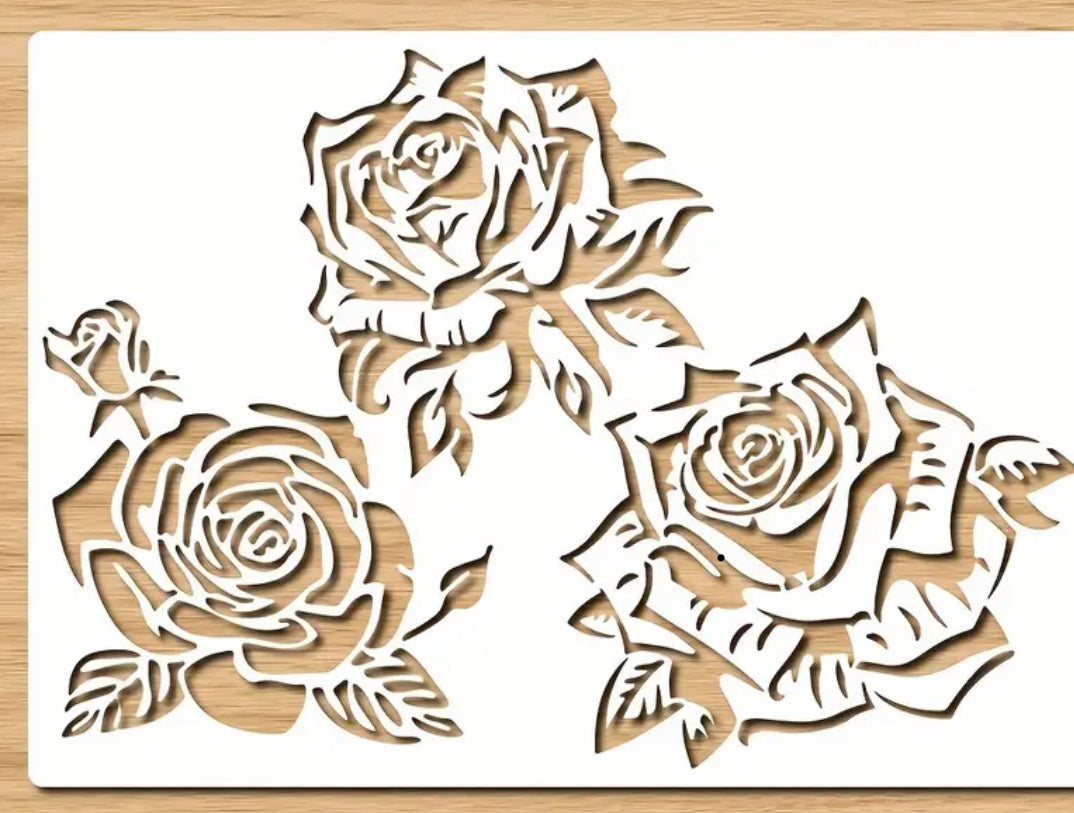 Stencil-Rose Trio A4