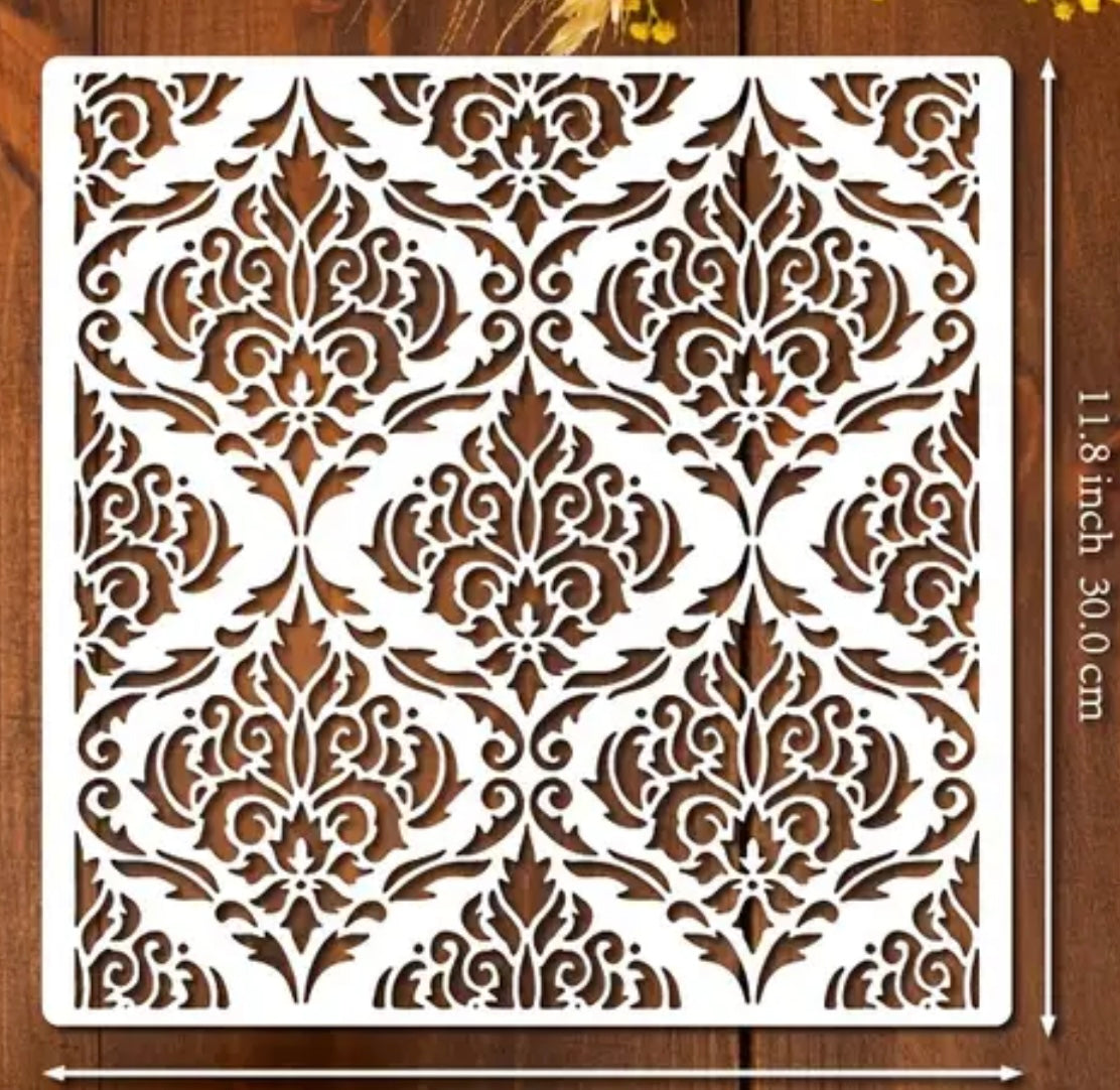 Stencil-Damask wall Large