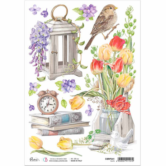 CB Rice paper- Tulips A4 NEW