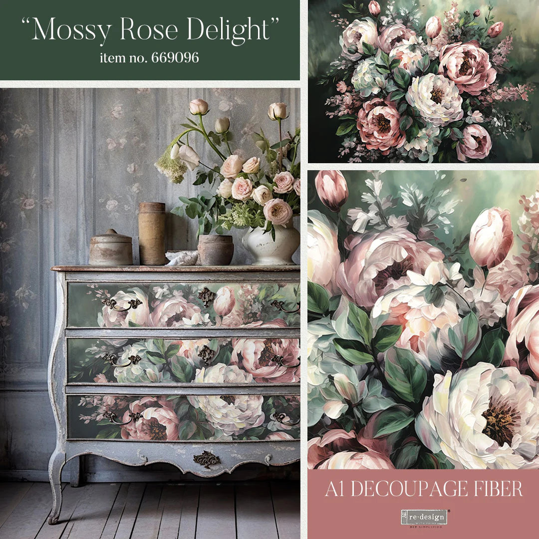 ReDesign Decoupage Fiber Tissue Mossy Rose Delight A1