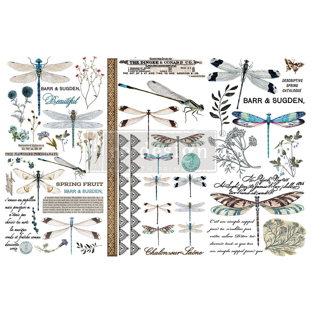 Redesign Decor transfer-Spring Dragonfly-Small 3 sheets