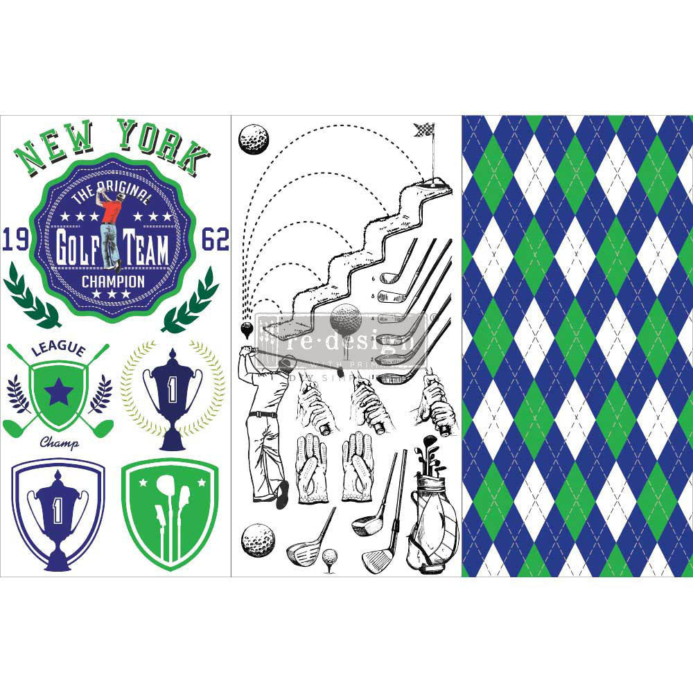 FURTHER REDUCTION. Decor transfer-GOLF Small 3 Sheets