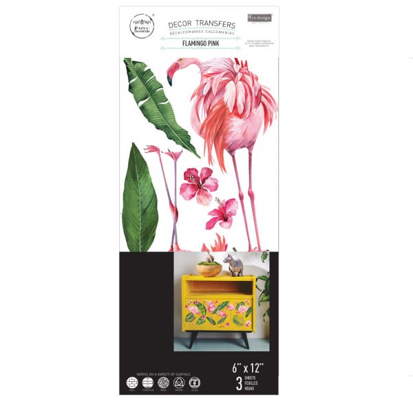 Redesign Decor transfer-Flamingo Pink Small 3 sheets