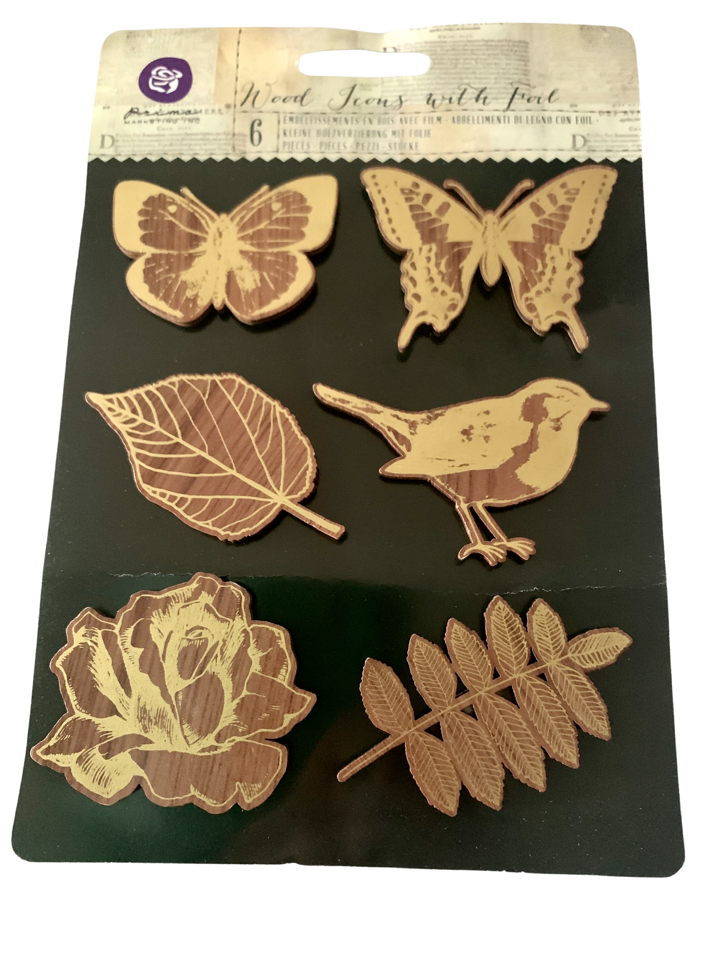 Prima Wood Icon with foil-Floral and Faunas