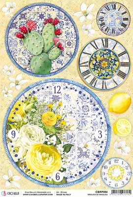 Rice paper- Orologi di Maiolica A4 NEW