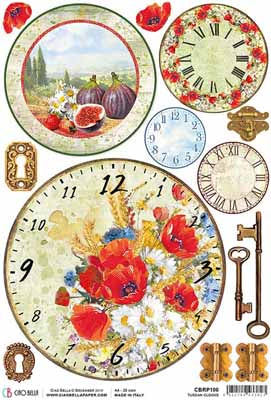 Rice paper-Tuscan Clocks A4 NEW