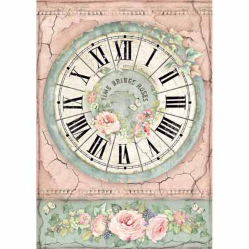 Rice paper-Vintage Clock A4