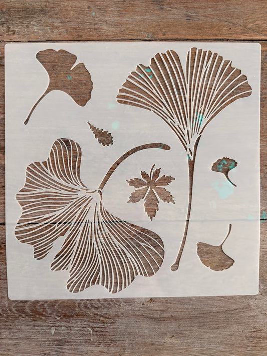 Stencil-Gingko leaves