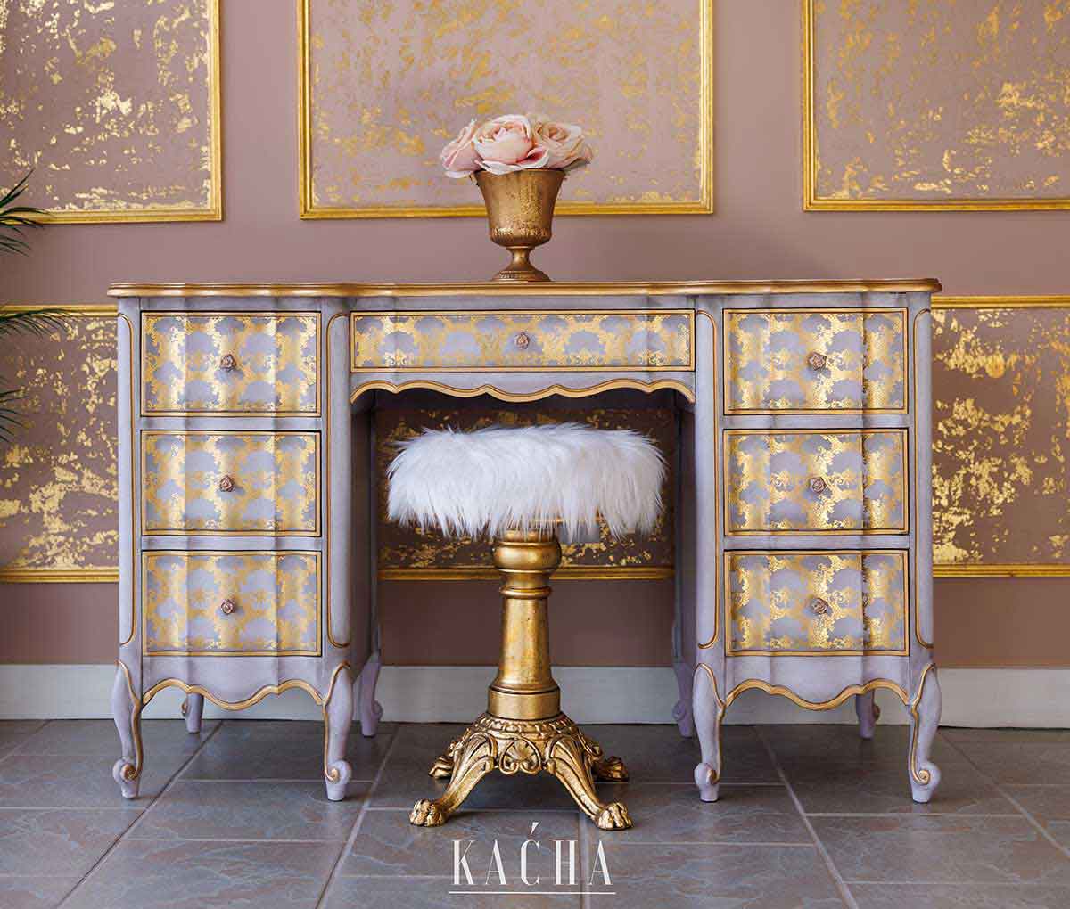 Redesign Kacha FOIL Transfer-Golden Lacework Middy size.