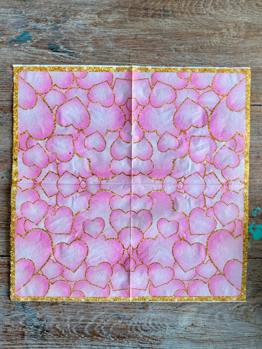 Napkin-Pink Hearts Abound