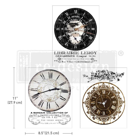 Redesign Decor transfer-Vintage Clocks-NEW MIDDY SIZE
