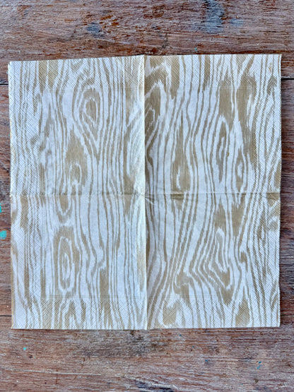 Designer Napkin-Woodgrain Sil/Gold Shimmer