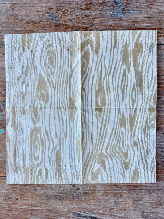 Designer Napkin-Woodgrain Sil/Gold Shimmer
