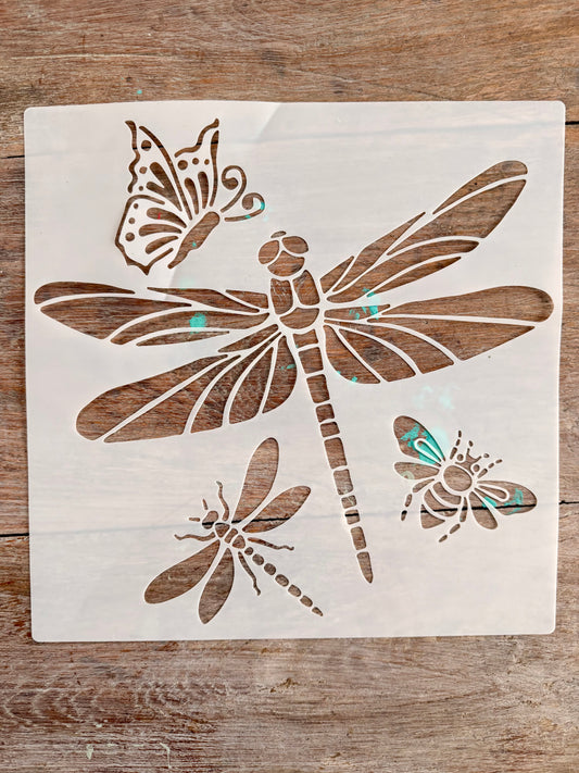Stencil-Dragonflies, Butterfly, Bee