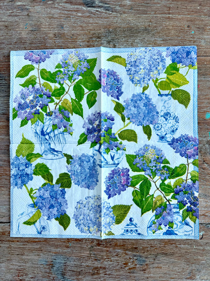 Designer Napkin-Blue Hydrangea Porcelain