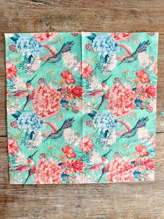 Napkin Tissue- Dreamy Hummingbird Hydrangea