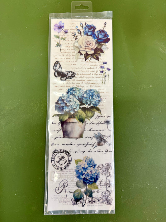Transfer-2 pack Florals&Scripts-Blues
