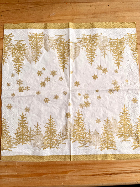 Napkin-Gold Xmas Trees