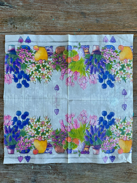 Napkin-Windowsill potted garden