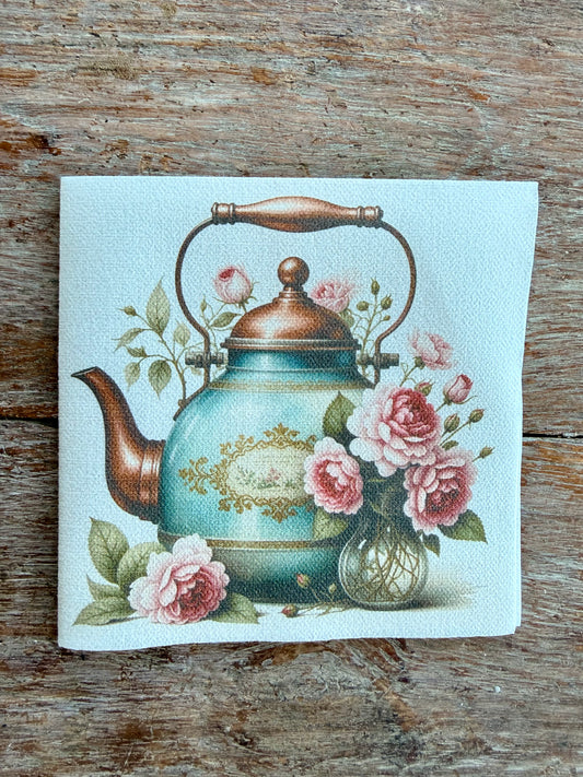Linen tex Napkin- Teapot florals