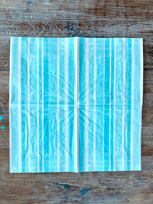 Designer Napkin-Linen Stripe Aqua