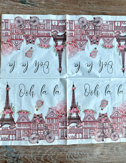 Napkin-Pink Rose Paris