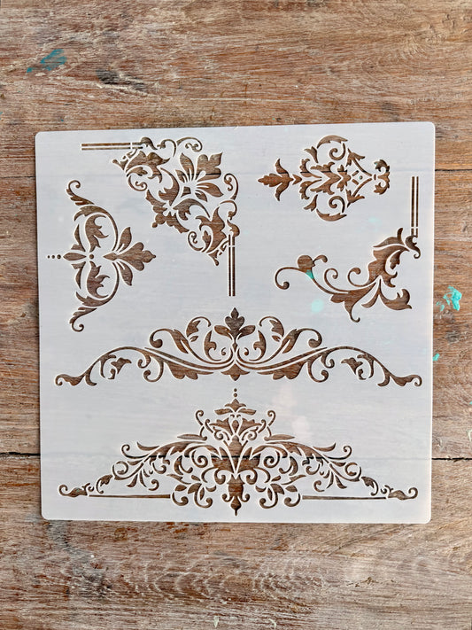 Stencil-Chateau pediments & Corner