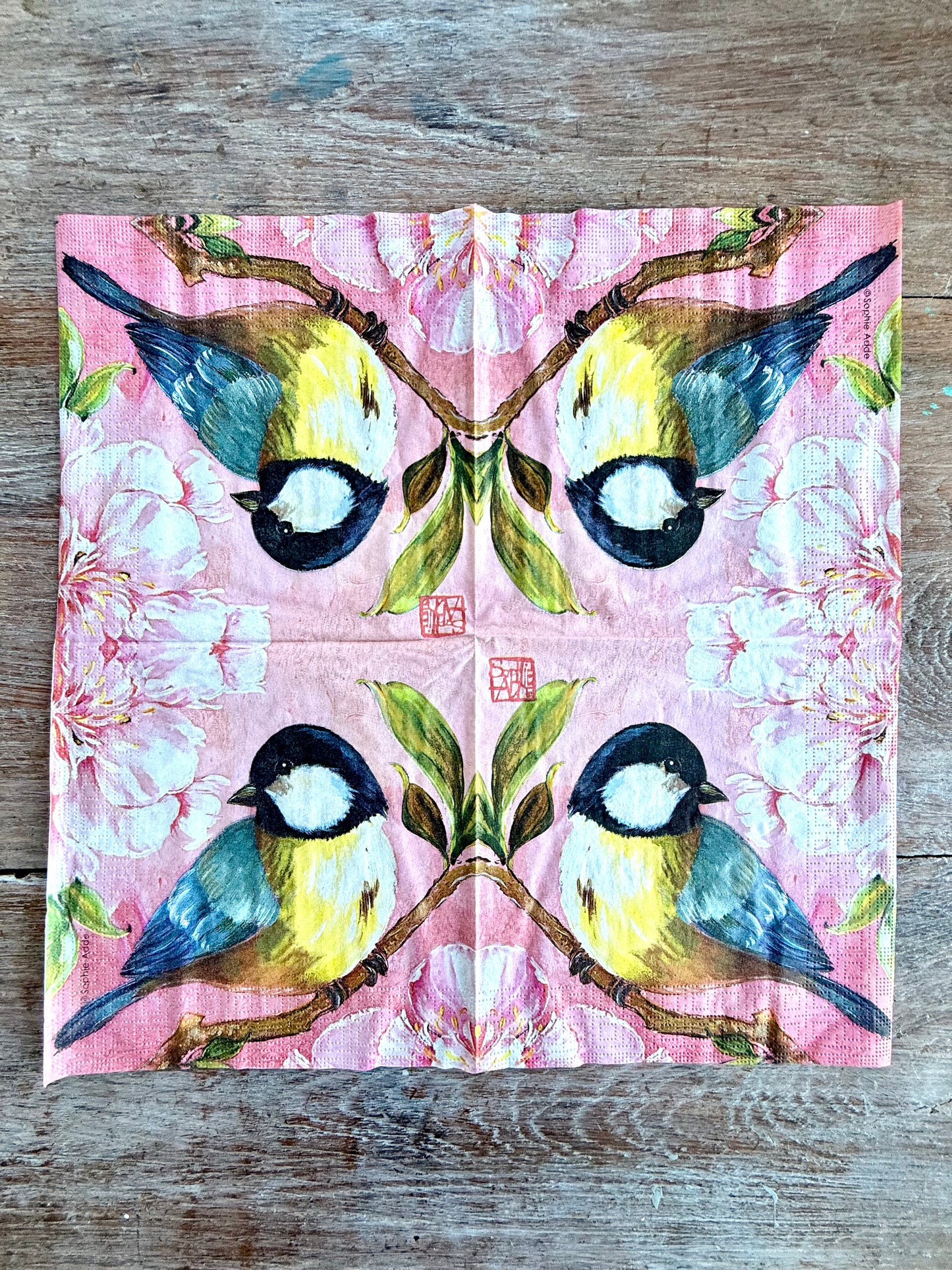 Designer Napkin-Bird on a Rose