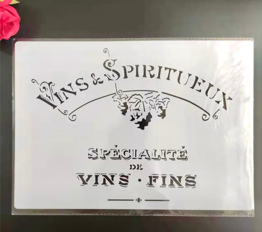 Stencil Vin Spiritueux A4